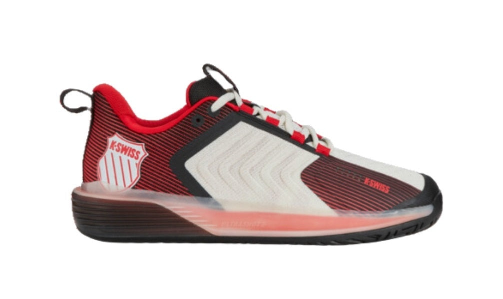 K Swiss Ultrashot 3  Bright White Stretch Limo High Risk Red    41