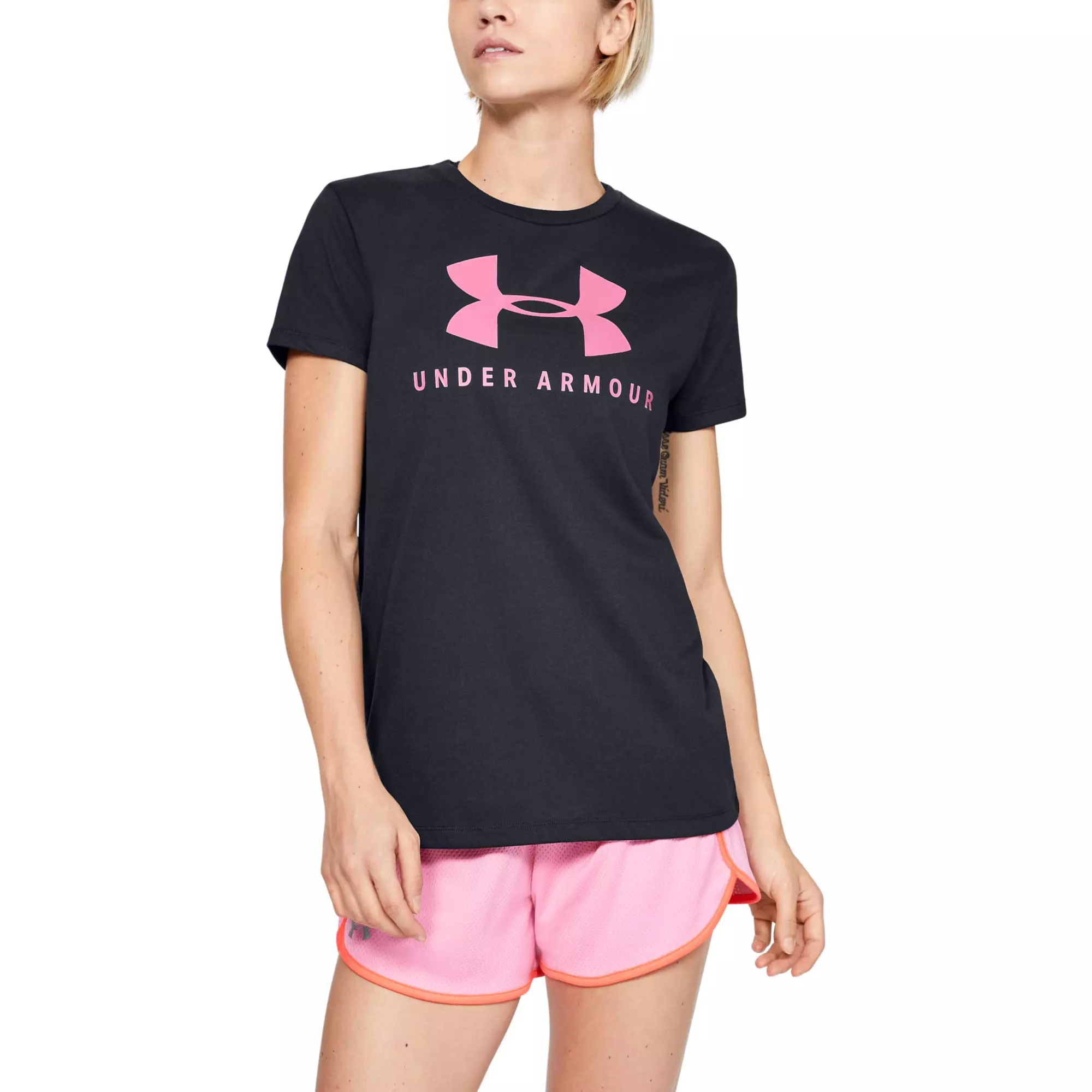 Kvinders Under Armour   Classic Graphic Crew T Shirt   Black Xs