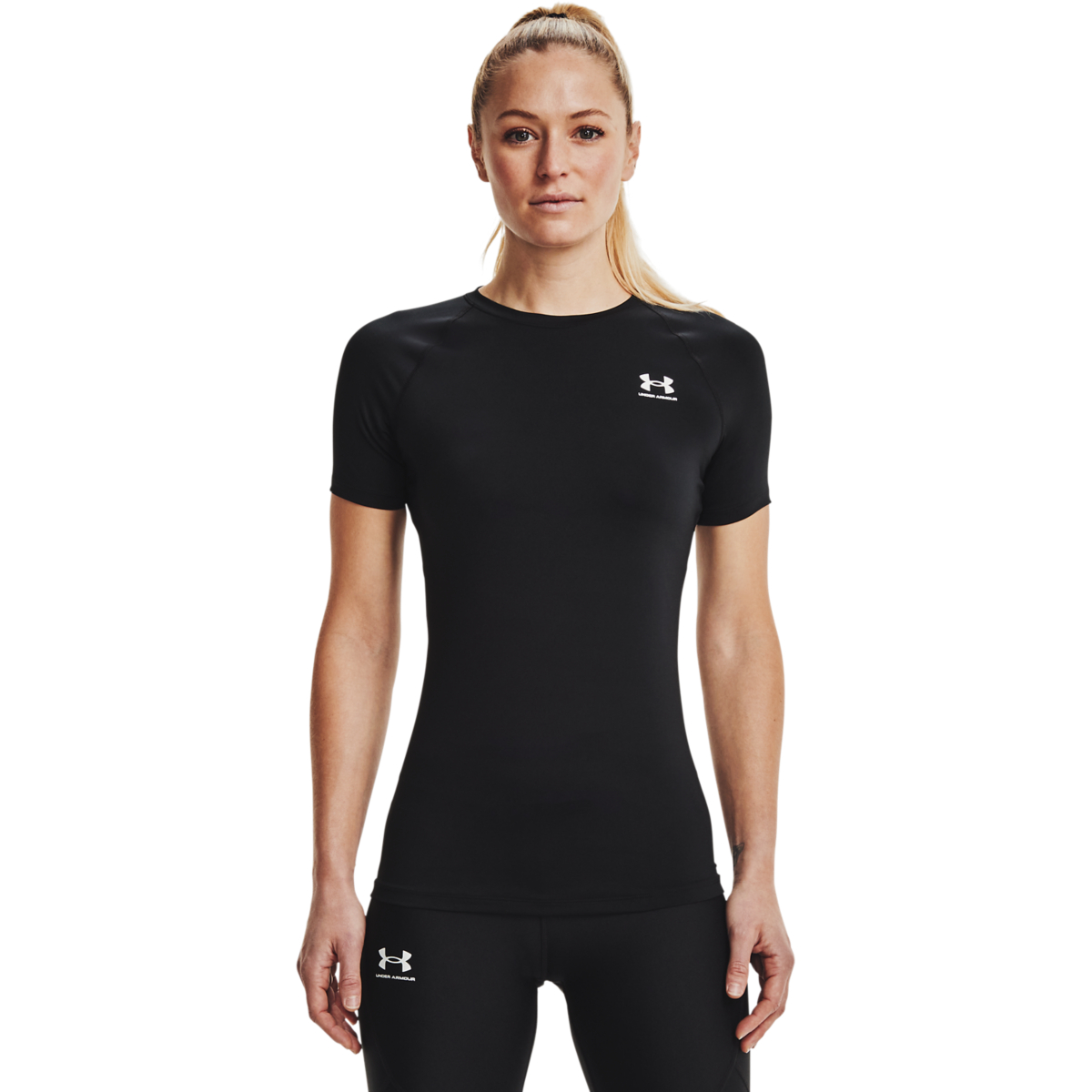 Kvinders Under Armour   Heatgear Authentics Compression Ss   Black Xxl
