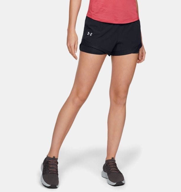 Kvinders Under Armour Qualifier Speedpocket 2 In 1 Løbeshorts   Black S