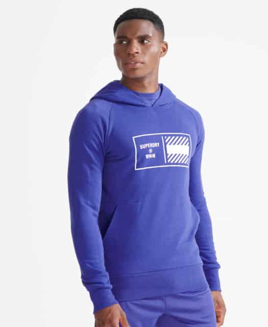 Mænds Superdry Sport   Train Core Hoodie   Cobalt Blue M