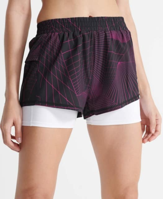 Superdry Sport   2 In 1 Running Double Layer Shorts   Black L