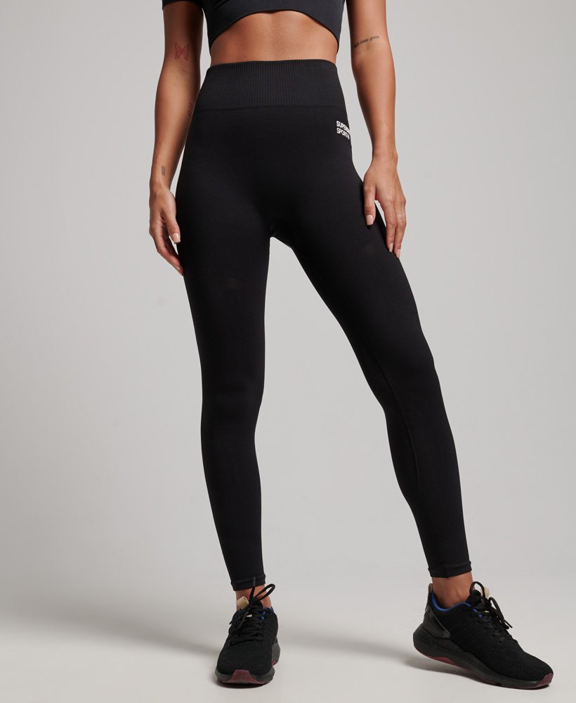 Superdry Sport Kvinder   Core Seamless 7 8 Tights   Black Xxs Xs
