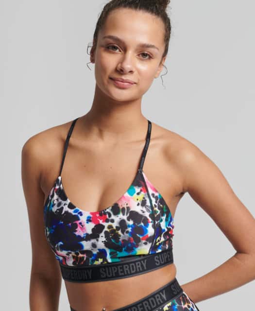Superdry Sport   Train Mid Impact Elastic Bra   Abstract Ink Micro Xs