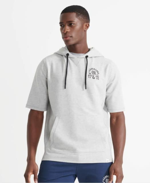 Superdry Sport   Training Boxing Yard Short Sleeve Hoodie   Grey Marl M