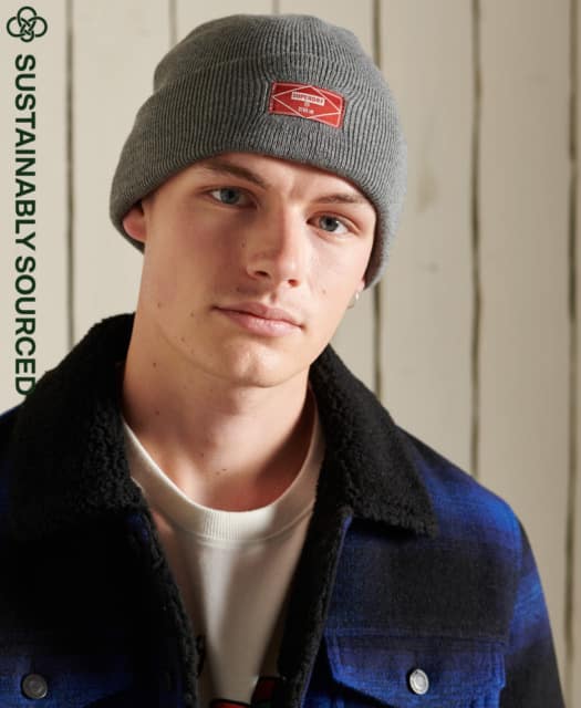 Superdry Sport   Unisex Worker Beanie   Mid Grey Marl 1size
