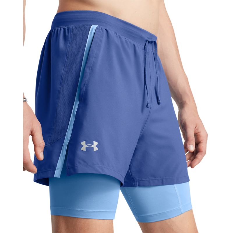Under Armour Mænds   Launch 5  2 In 1 Shorts   Tech Blue L