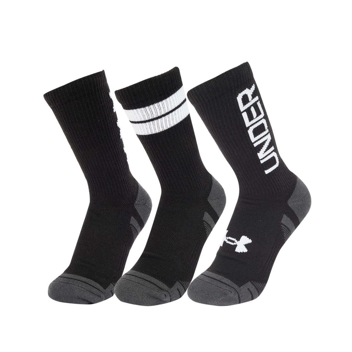 Under Armour Performance   Tech Novelty 3 Pack Crew Socks   Black Xl