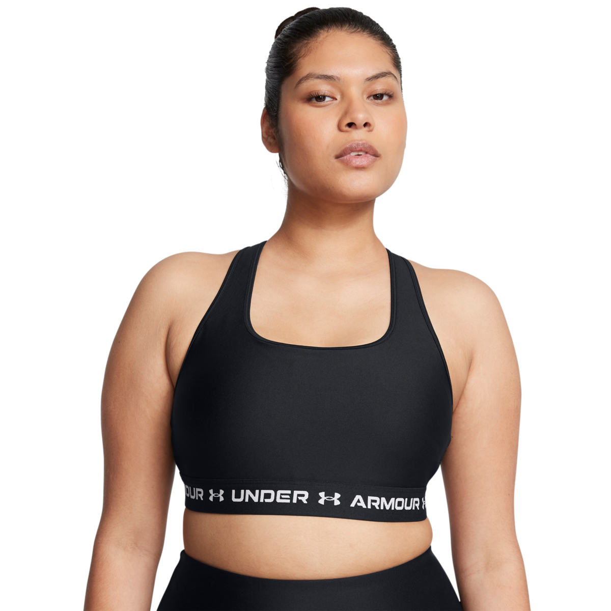 Kvinders Under Armour   Mid Crossback Sports Bra   Black   White L