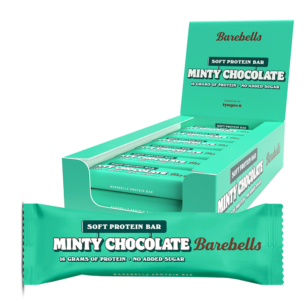 Barebells Minty Chocolate  12x55g      Sukkerfri Proteinbar Med Mint   Chokolade   Højt Proteinindhold