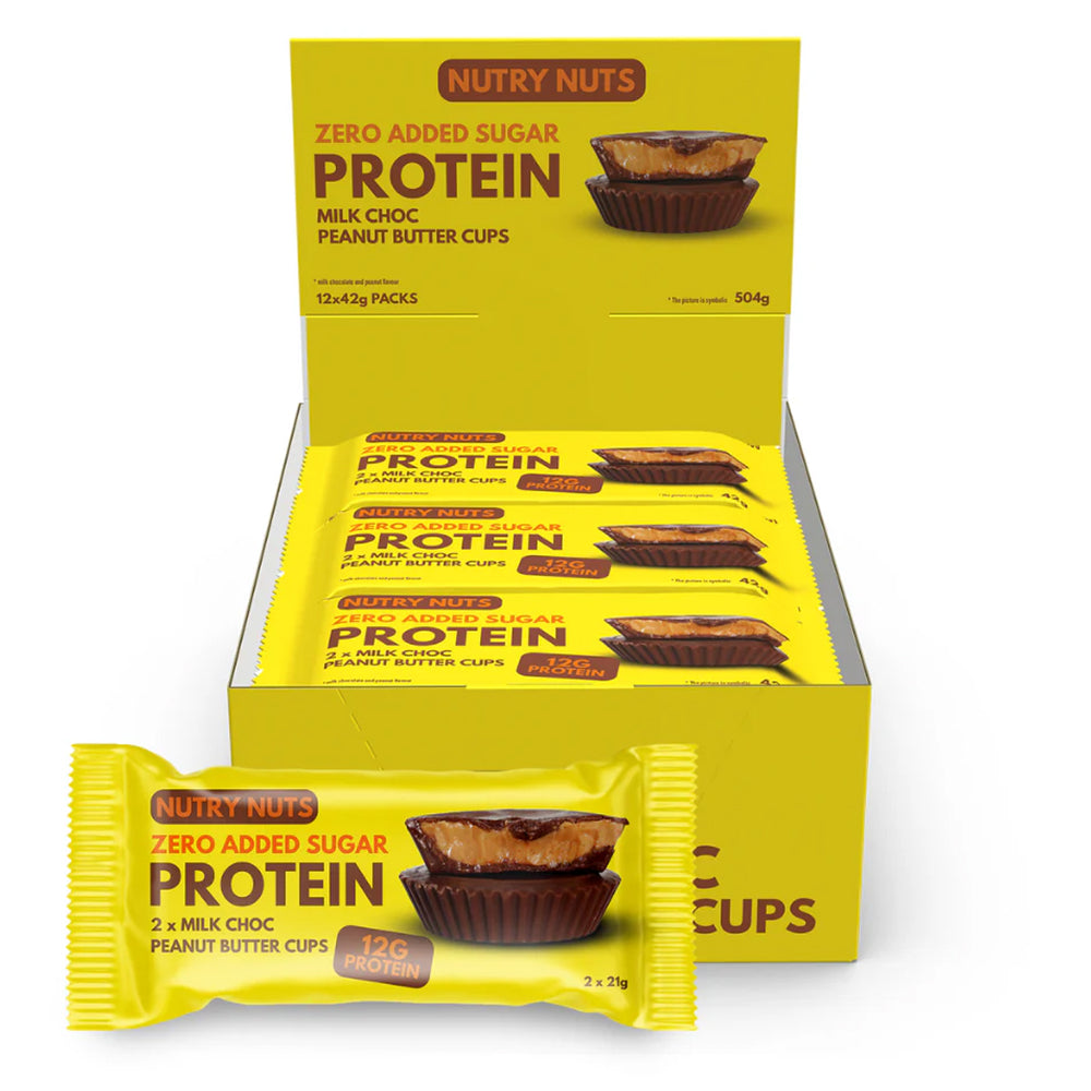 Nutry Nuts Peanut Butter Cups  12x42g      Mælkechokolade   Peanutbutter   Højt Proteinindhold